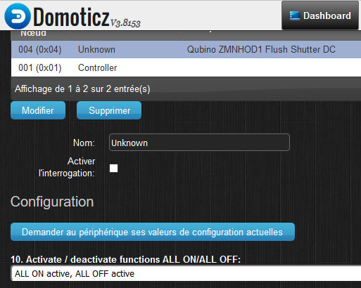 Configuration des paramètres d’un module Zwave avec Domoticz