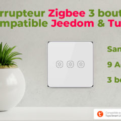 Télécommande tactile Zigbee à 3 boutons compatible Jeedom et Tuya